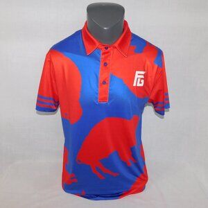 Flyte Golf Mens M Red Blue Buffalo Bills Special Edition Golf Polo Shirt